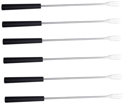 DIYEAH 6 pièces Fourchettes à Fondue Inox Longues avec Manche PP Antirouille pour Dessert Fruits Chocolat et Barbecue Usage Domestique et Professionnel