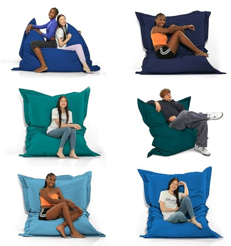 GlückBean Sitzsack 2-in-1 Funktionen Riesensitzsack für Erwachsene & Kinder - Gaming & Entspannen - Indoor & Outdoor da er Wasserfest ist - mit EPS Perlen (Petrol, 140X180 cm)