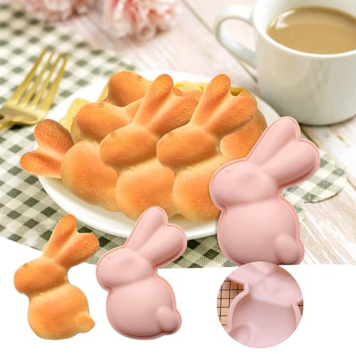 Ostern DIY Backen Cartoon Silikon Kuchen Hase 6 Kaninchen Backblech Pizza Tablett (One Size)