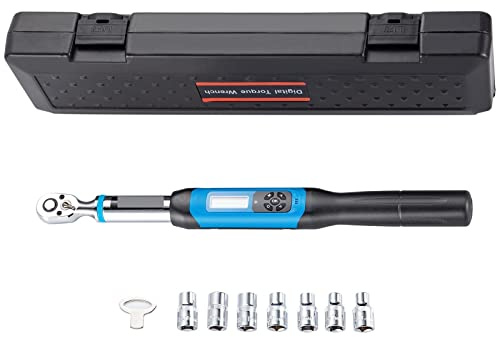 Kit chiave dinamometrica digitale 3/8in Testa a cricchetto bidirezionale Utensili manuali for riparazione biciclette regolabili professionali 6,8-135 Nm Resistente alla Corrosione