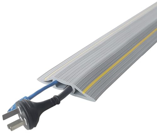 Passacavi Pavimento da 100 cm, Canalina Passacavi Calpestabile, Canalina Calpestabile in ​​Gomma, Prevenire le Cadute, Vano per Cavi: 2,2 cm(Larghezza) X 1 cm(Altezza)(Gray)