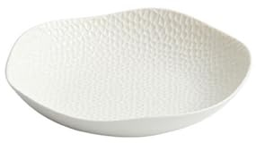 Assiette creuse en céramique avec motif bois coloré - Vaisselle fraîche et simple - 22,9 cm - Porcelaine blanche