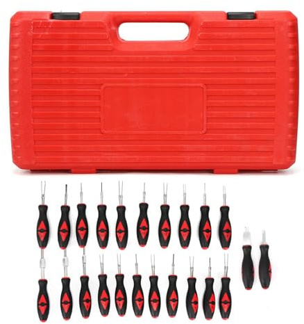 Qudinip 23-teiliges Universal-Werkzeugset Zum Entfernen von Kfz-Kabelklemmen, Professionelles Steckerstift-Entferner-Set mit Chrom-Finish für Mercedes Seat