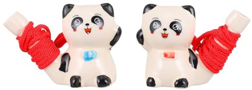 Cabilock Set da 6 Fischietti in Ceramica a Forma di Panda, Giocattolo Musicale Educativo, Giocattolo da Bagno Sicuro e Colorato per Festa e Regalo di Compleanno