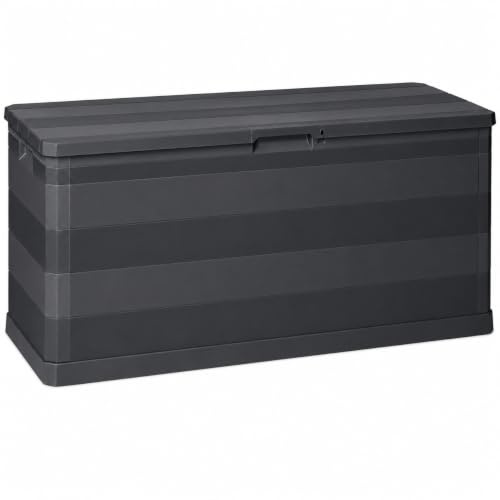 Koll Living Gartenbox Kora 280 Liter | aus Kunststoff, Anthrazit | 117 x 45 x 56 cm | UV- und witterungsbeständig