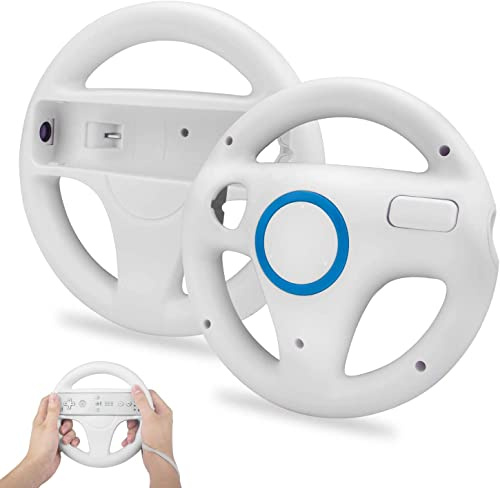 TechKen 2 Stück Rennlenkräder für Wii Fernbedienung Kompatibel mit Wii Kart, Rennräder für Wii Controller Kunststoff für Wii Racing Spiele