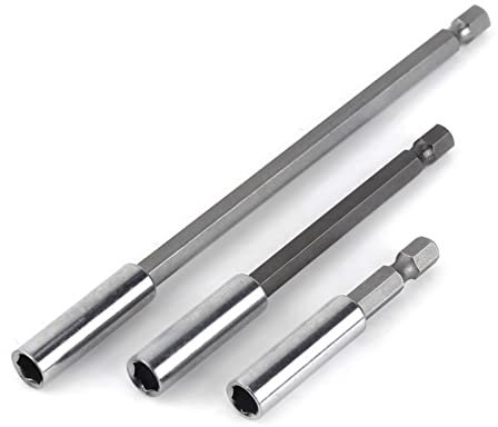 3Pcs Tige d'Extension Magnétique pour Foret Electrique Embout Hexagonal Foret Magnétique Support d'Extension de Foret de 1/4 Hexagone Longeur 75/100/150mm
