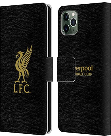 Head Case Designs Officially Licensed Liverpool Football Club Gold Logo On Black Liver Bird Leather Wallet Case Compatible With Apple iPhone 11 Pro Max