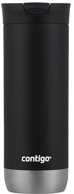 Huron Vacuum-Insulated Stainless Steel Travel Mug, 16oz Licorice - Leak-Proof Lid for Hot/Cold Beverages, Fits Most Cup Holdersand Brewers