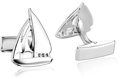 Adokiss Manschettenknöpfe Edelstahl Herren, Manschettenknöpfe Vintage Segeln, Silber 2.2x1.6CM, Valentinstaggeschenke Geburtstagsgeschenke für Mann