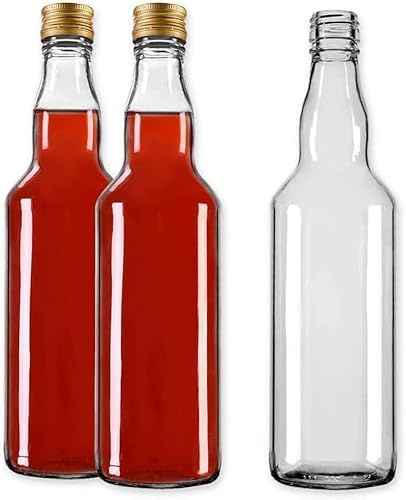 Glasflaschen 700ml (0,7L) mit goldenem Schraubverschluss - zum selbst befüllen mit Schraubverschluss luftdicht (8 Flaschen)
