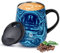Ideus Coffee Mug 470ml (16oz), Double Wall Vacuum Insulated Stainless Steel Coffee & Tea Cup w/Non-Slip Handle & Slider Module Lid & Large Volume (Blue Zebra)
