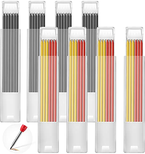 Hiboom 48 Stück 2.8mm Minen Bleistiftminen für Tischler Bleistift, HB Bruchfeste Wiederverwendbare Carpenter Bleistiftminen für Druckbleistift Holzbearbeitung Konstruktion (Schwarz, Gelb, Rot)