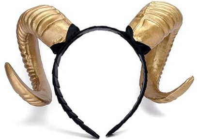 LEEMASING Serre-tête gothique diable en corne de mouton pour Halloween, accessoire de cosplay pour décoration de fête, cosplay (Doré)