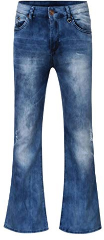 Beokeuioe Jean pour homme - Pantalon évasé - Pantalon évasé avec grand impact - Bleu foncé - Pantalon évasé à jambes larges - Pantalon hip hop rochers, B-1 bleu, 3XL