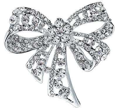 Nifocc Rhinestone Bow Brooch Crystal Bowknot Brooch Pin Brooch Lapel Brooch Corsages Badge for Dress Coat Hats Decor