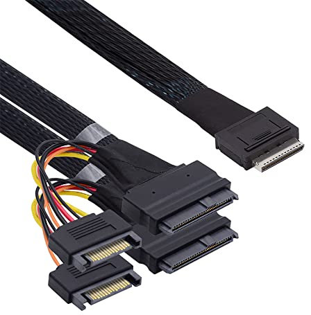 NFHK OCuLink PCIe PCI-Express SFF-8611 - Cable activo de 8 canales a Dual SFF-8639 U.2 4X SSD Datos, 50 cm