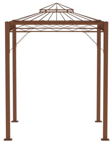 ELEO Pavillon Bolzano rostoptik - eckig 2x2m Gartenpavillon für draußen handgeschmiedet Schmiedeeisen modern - Gartenlaube Metall stabil rost Edelrost - für den Garten Winterfest