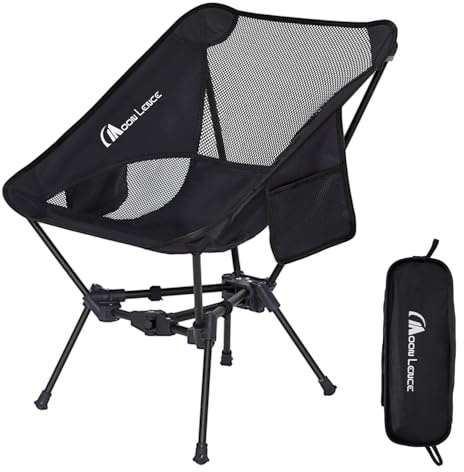 MOON LENCE Portable Camping Chair Backpacking Chair - The 4th Generation Ultralight Folding Chair - Compact, Lightweight Foldable Chairs for Hiking Mountaineering, Beach (Black-1Pack)