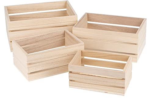 Ideen mit Herz Kisten klein, Holz, rechteckig, verschiedene Größen, 4 Stück