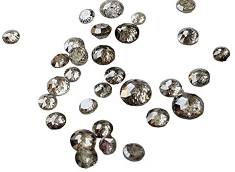 Gems For Jewels Diamante con taglio a rosa sale e pepe, cabochon di diamante Tamboli con sale e pepe naturale raro, diamante con taglio a rosa sciolto (2-6 pezzi), 2,5-3 mm circa, 2 pezzi