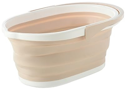 PP Cubo Plástico Fregona de Plegable Portátil para Limpieza | Beige, Uso en Suelos y Cristales, Ahorro de Espacio, sin Derrames, Alta Eficiencia