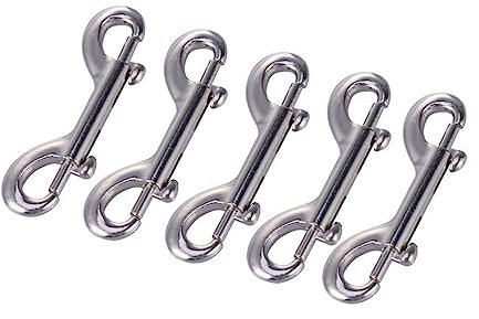 BUGUUYO 5stücke Doppelend-karabinerhaken Aus Zinklegierung Federbelastet Marinequalität Tauchclips Schlüsselanhänger Taschenclip Doppelbolzen Druckknöpfe