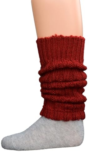 Hirsch Natur, Merino Kinder Beinstulpen Grobstrick, 100% Schurwolle (kbT) (Mohn meliert)