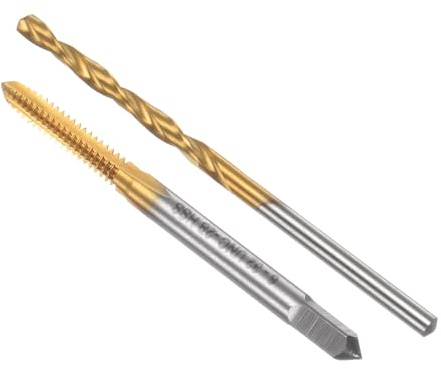 QUARKZMAN Set di Punte Maschiatura, Maschio per Filettare a Flauto Dritto 6-32 UNC Punte Elicoidali 1/9 (2,8mm), Utensili per Riparazione Filetti Acciaio Alta Velocità M2 Rivestiti Titanio