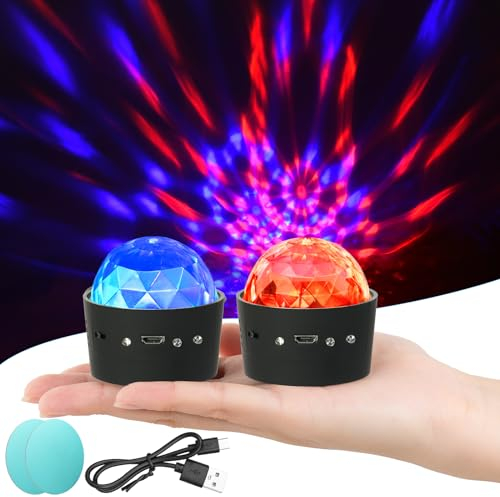 URAQT Mini Luces Discoteca, 2 en 1 Bola Discoteca LED Luz Nocturna con Pantalla, 360° Giratoria Bola de DJ Control de Voz USB, Bola de Discoteca Recargable, Luz de Fiesta para Casa Bar Cumpleaños