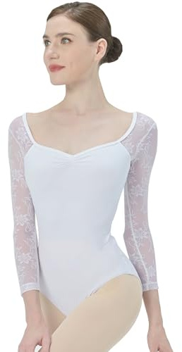 s.lemon Ballett Body Damen,Erwachsene Langarm Spitze Ballett Trikot