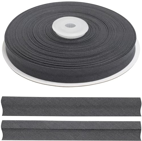 AERZETIX - C77426 - Rolle gefaltetes Schrägband zum Nähen 25 Meter x 10 mm - 20% Baumwolle und 80% Polyester - dunkelgraue Farbe