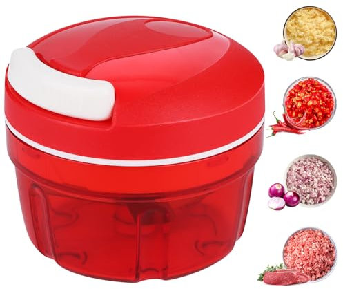 Affettatrice per verdure, cipolle, 300 ml, tritatutto per cipolle, tritatutto con cavo a corda, tritatutto manuale, tritatutto manuale per onion carota frutta e verdura