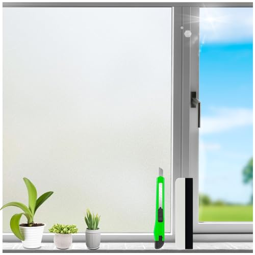 HONLONE Frosted Window Film Privacy 50X200Cm White Frosted Glass Film for Windows Privacy Film Self Adhesive UV Blocker Window Covering Static Cling