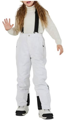 Unisex Kinder Schneehose Jungen Mädchen Skihose Snowboardhose Winter Winddicht Wasserdicht Schneehosen Thermohose Outdoorhose Mit Verstellbare Träger Weiß 9