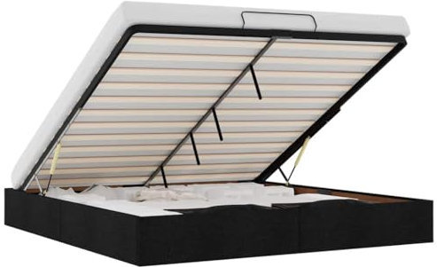 vidaXL Ottoman-Bett ohne Matratze Schwarz 160x200 cm Stoff, Bettrahmen, Bettgestell mit Stauraum, Polsterbett, Bettgestell, Bettrahmen mit Stauraum