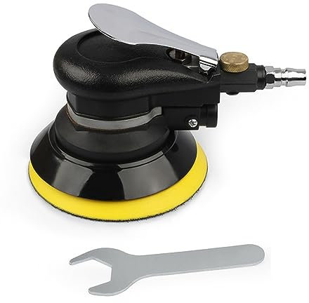 Sanfoelek 5'' A Random Orbital Sander Heavy Duty Pneumatic Palm Sander Polishing Grinding Sanding for Car Metal Wood Wax Metal Work