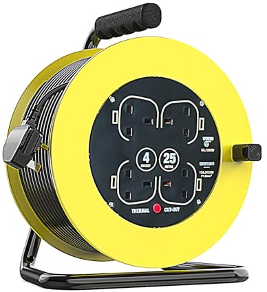 4 Way Gang Socket Cable Reel,13A Electrical Extension Reel (25 Metre)