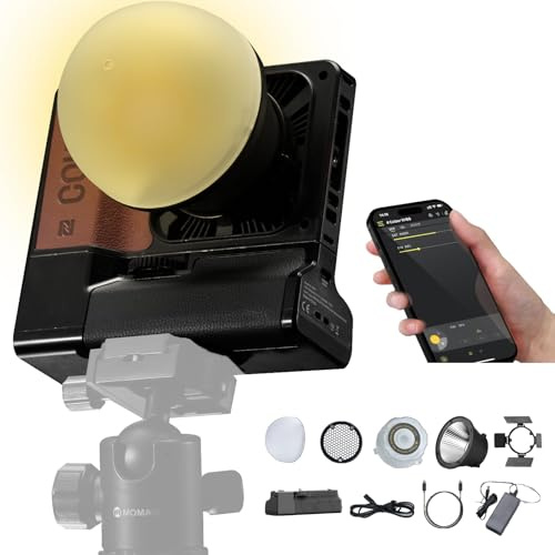 COLBOR Luz de vídeo W100, luz de cámara de 100 W, 2,4 G/APP control NFC, 2700-6500 K Bi-Color Studio luz continua, ventilador integrado, silenciar la luz de película Bowens Mount bicolor (con caja de