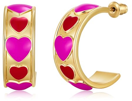 LILIE&WHITE Herz Ohrringe mit Roségold-Beschichtung – Hypoallergene Valentinstagsgeschenke für Sie, Schmuck mit Farbbeständigkeit, Romantische Accessoires für Dates & Festliche Anlässe