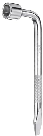 sourcing map Car Spare Tire Lug Wrench 21mm Carbon Steel l Type Slotted End Hexagon Socket Wrench L-Shaped Tire Repair Tool for Automobile Repair