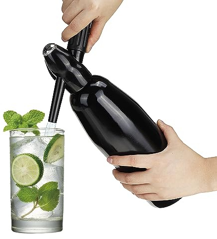 Sifone di soda, macchina per acqua frizzante 1L, Seltzer Water Maker, Mini macchina per soda portatile in alluminio per la produzione, Home gassato Bevande Scaldabagno