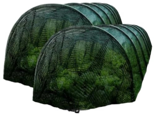 Tunnel di piantagione in rete nera agricola, protezione contro il gelo, tunnel di coltivazione con ventilazione per giardino, orto mini tunnel con aste di supporto in metallo, serra da giardino