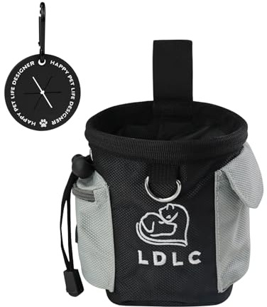 MultiValue Dog Treat Pouch, Oxford Cloth Dog Walking Bag Multiple Pockets Dog Treat Bag with Poop Bag Dispenser Adjustable Waist Belt Treat Pouch for Dog Training Walking Playing Outdoors (Black)