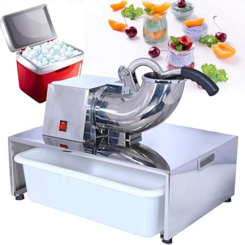 Commercial Ice Crusher Machine, Large Capacity Electric Ice Shaver for Snow Cones, Stainless Steel Design for Home and Business Use, Adjustable Fineness