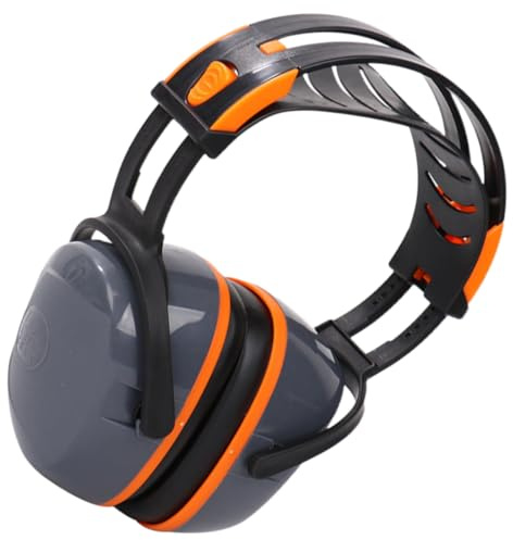 LIFKICH Noise Cancelling Ear Muffs Headset Drummer Headphone Stereo Sound Headband Adjustable Sound Insulation for Work Study Sleep Orange Grey