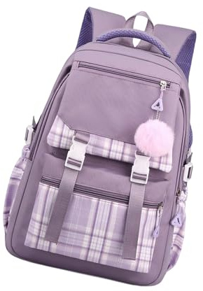 Qsvbeeqj Mochilas escolares cómodas bolsas para libros escolares universitarios portátiles viajes informales mochilas de día preppy Bag unisex, morado