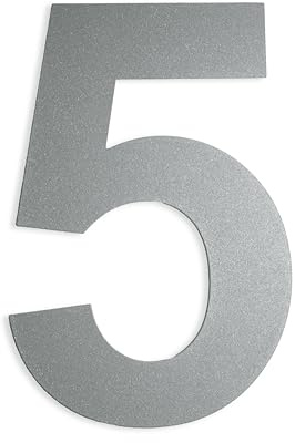KTC-HOME - Numero civico Premium grigio alluminio con materiale di montaggio - Arial - altezza 20 cm - RAL 9007 - antiruggine e resistente alle intemperie - Numero civico 5 -
