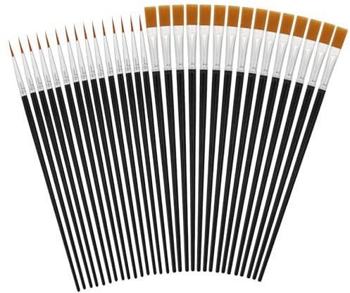 30-teiliges Pinselset, kleine Künstlerpinsel, aquarell Pinsel Set, enthält 15 Rundpinsel und 15 Flachpinsel, schwarz, für Aquarell-, Öl-, Gouache- und Acrylmalerei