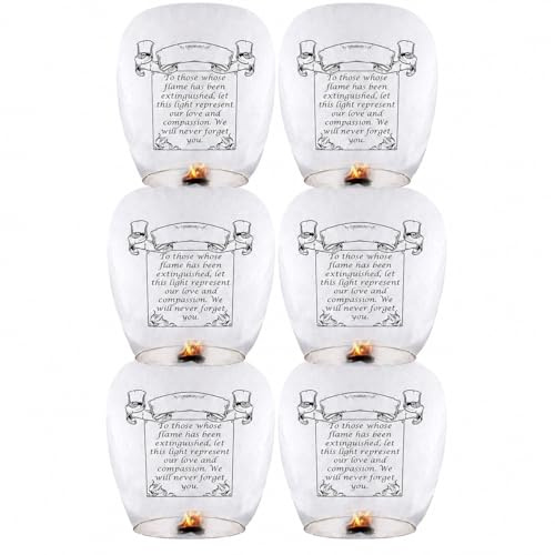 Sky Chinese Lanterns 6Pack Sky Lanterns to Release in Memory Love White Color Large Memorial Paper Lanterns Birthday Wedding Funeral Christmas to Make Wishes (White)